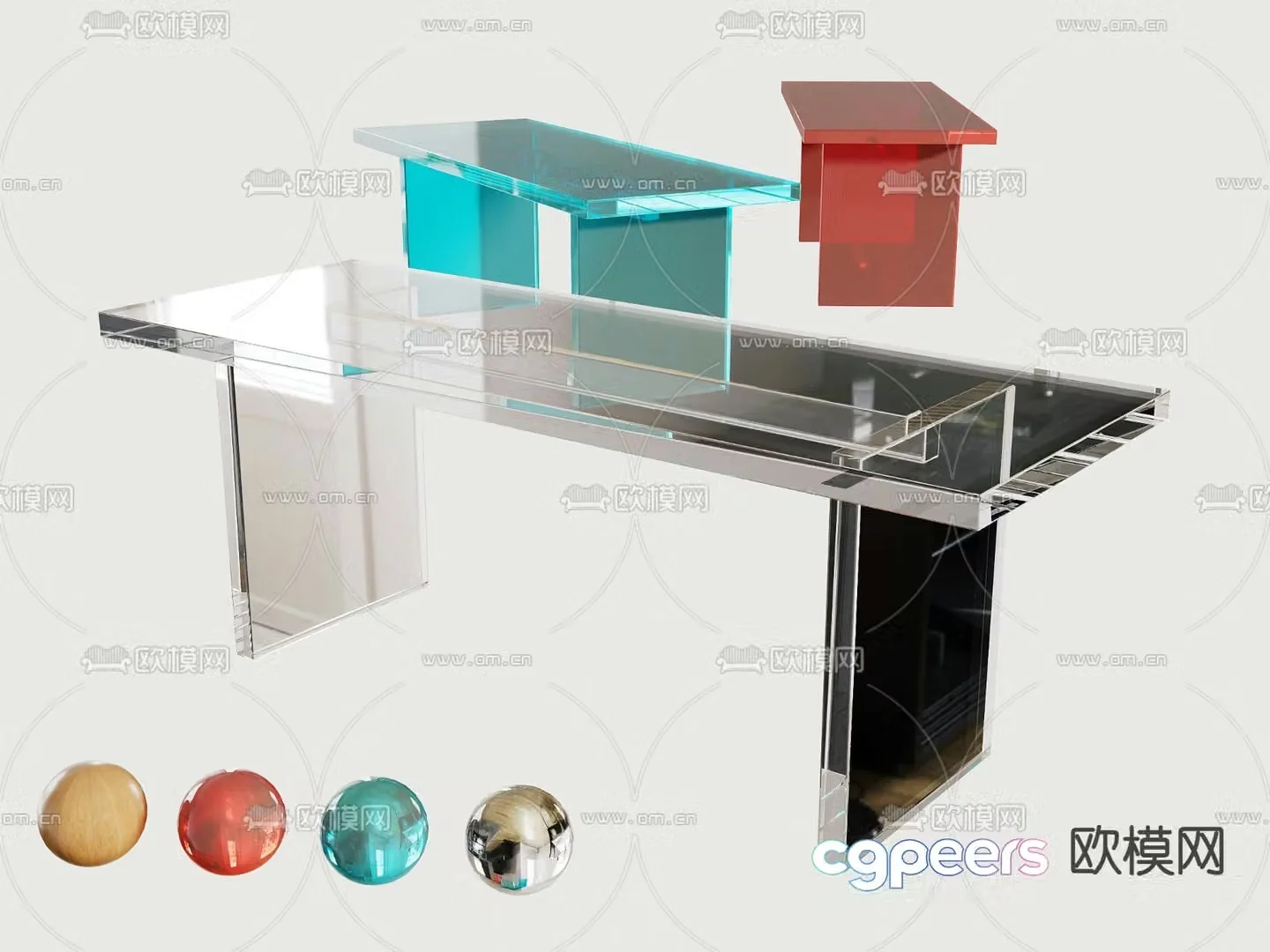 Acrylic dining table 3d model