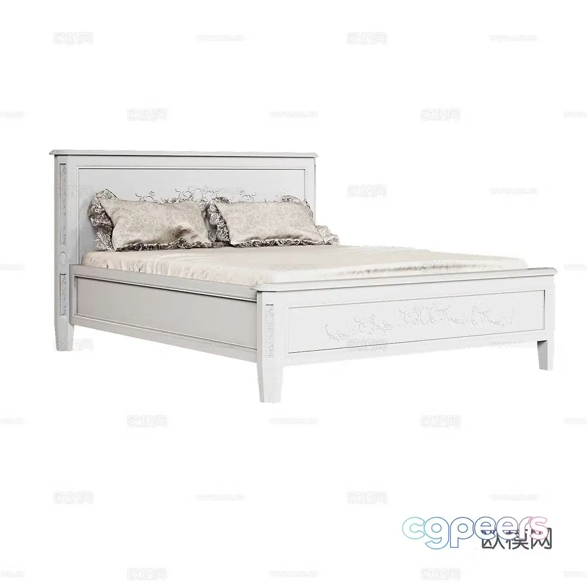 Modern simple double bed Double bed Simple bed Bedroom bed Pillow 3D model