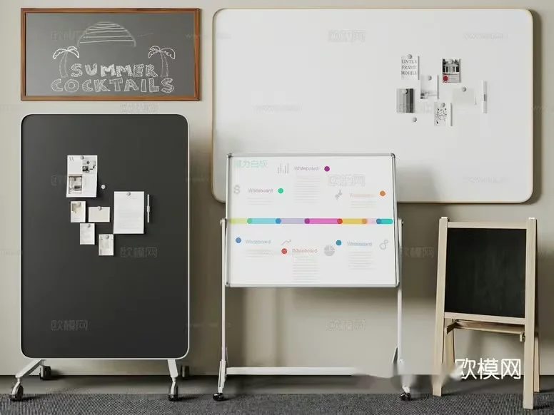 A Collection Of Office Furniture 3D Model – 8811 – VRAY Render