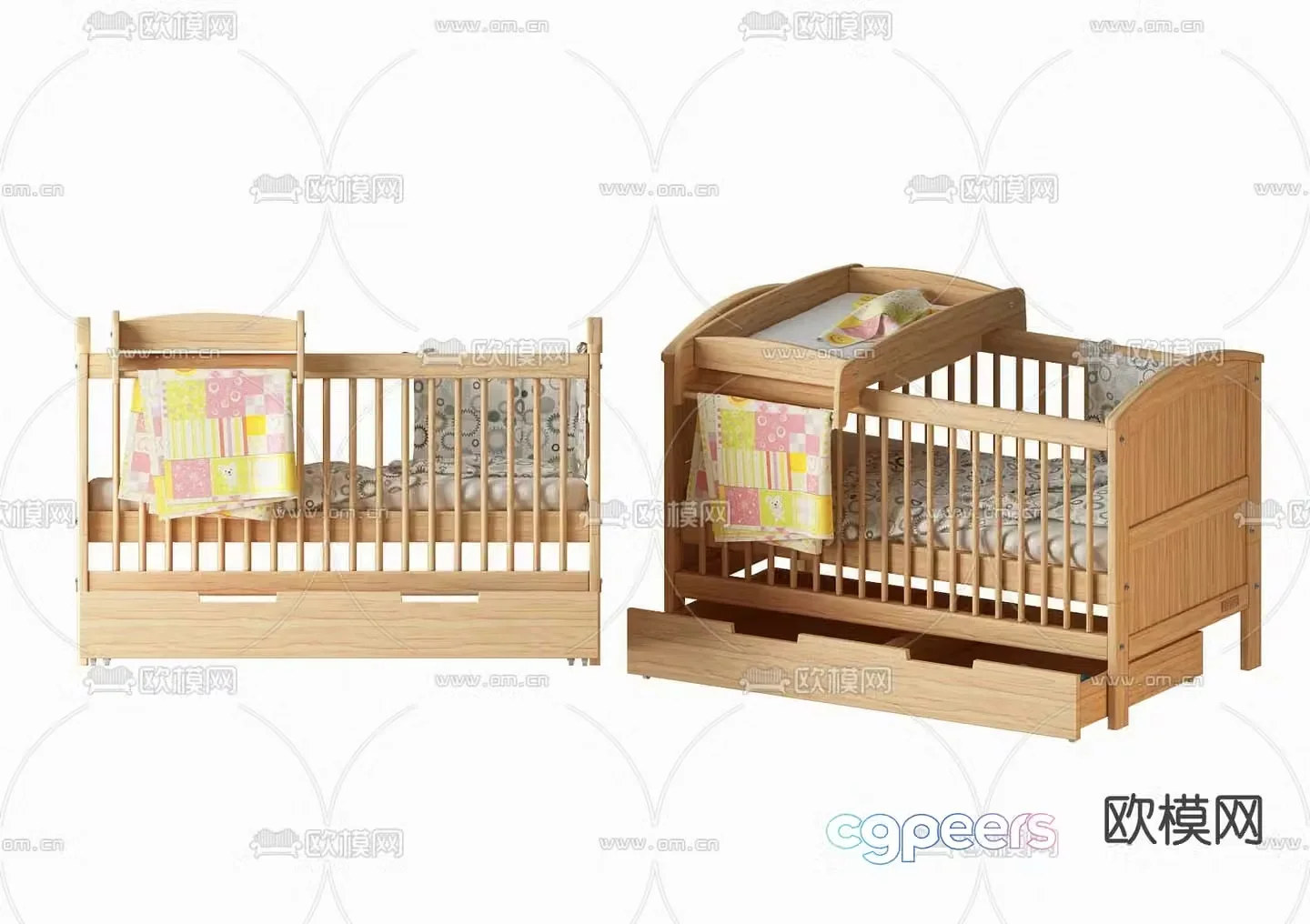 Nordic log crib 3d model