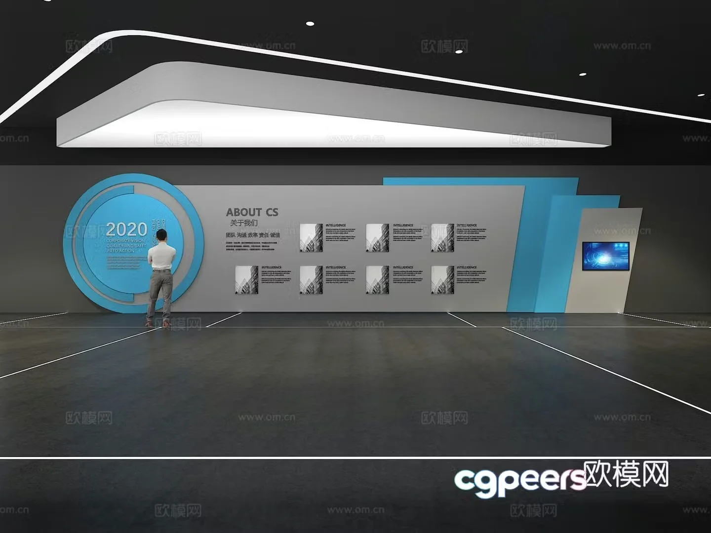 Cultural wall Corporate culture wall Display wall Theme wall Exhibition hall Campus culture Corridor 3D model