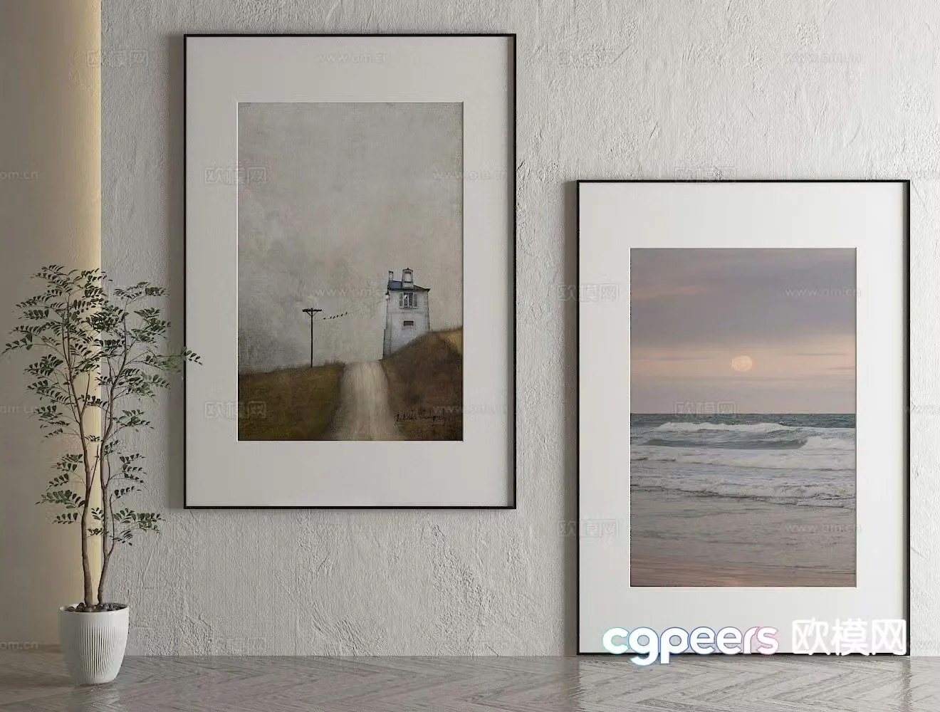 Modern decorative painting landscape painting hanging painting 3d model