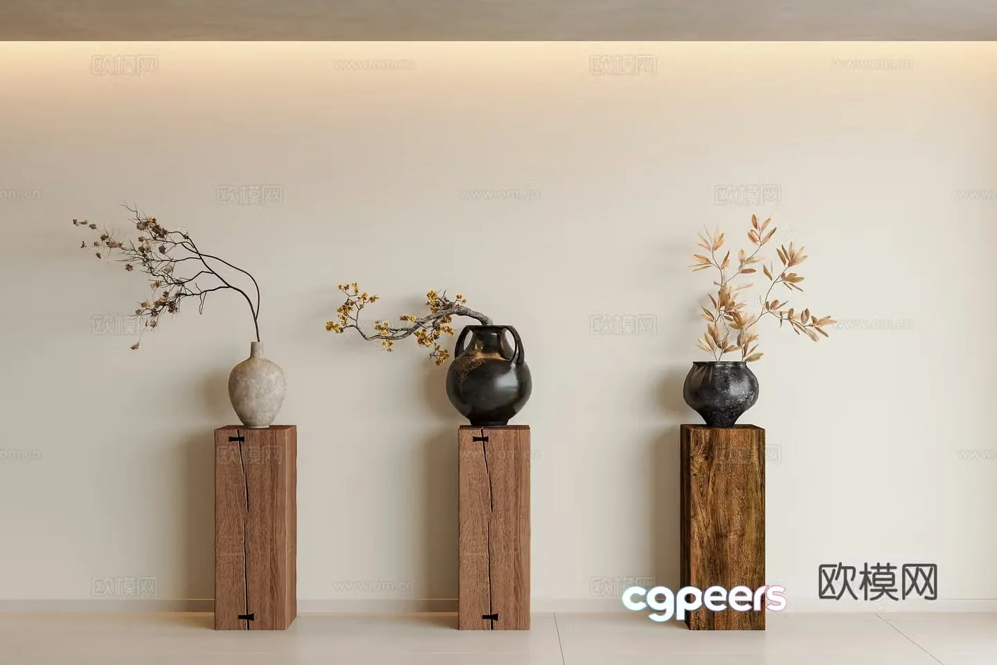Middle Ages of Wabi Sai Flower Art Dry Branches Potted Dry Branches Medium Ages of Dry Branches Ornaments Wabi Sai Shi Dry Branches 3D Model