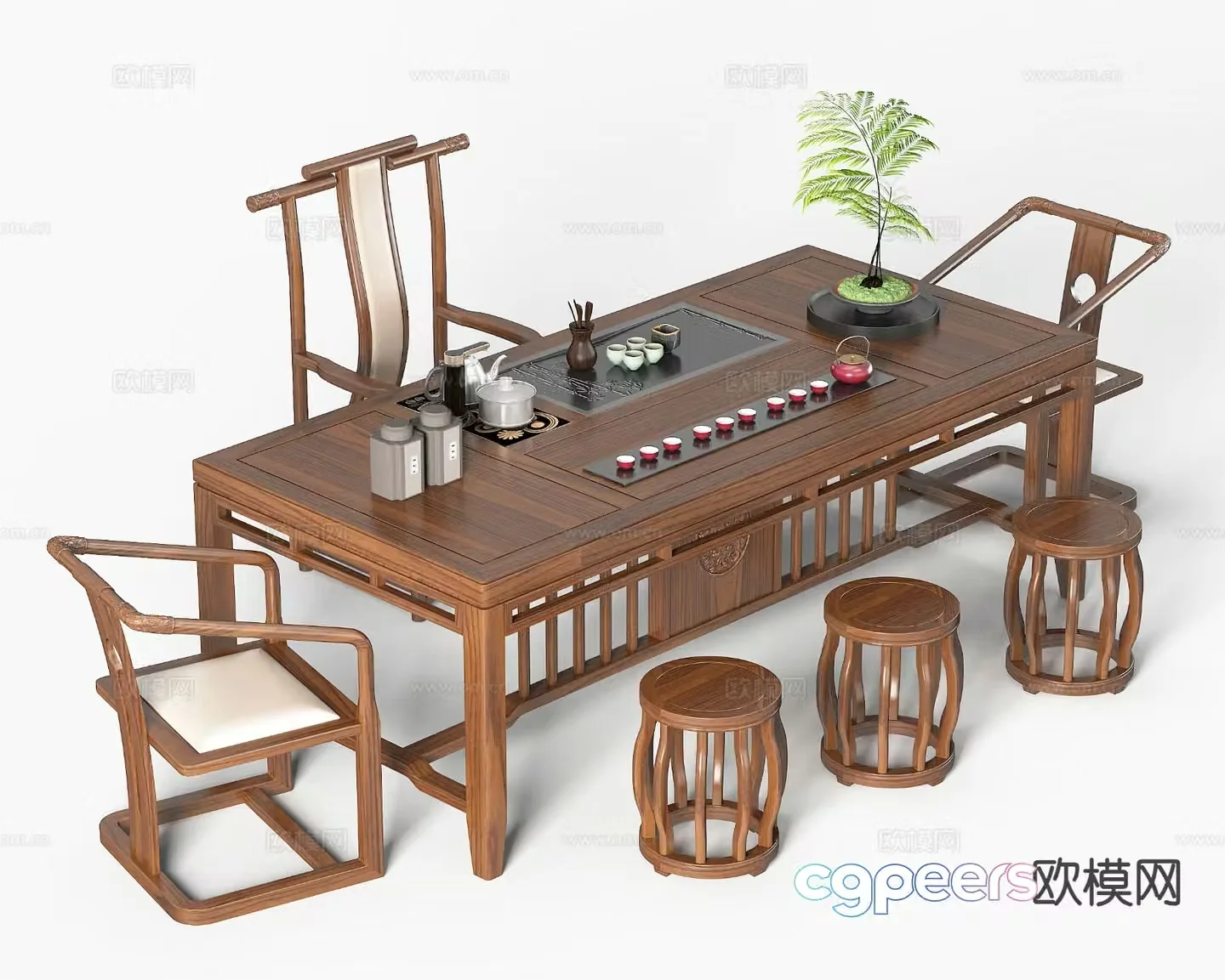 New Chinese tea table tea table 3D model