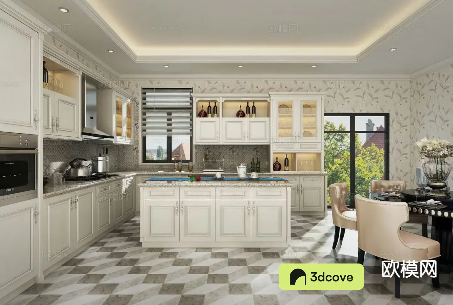 European style kitchen island kitchen