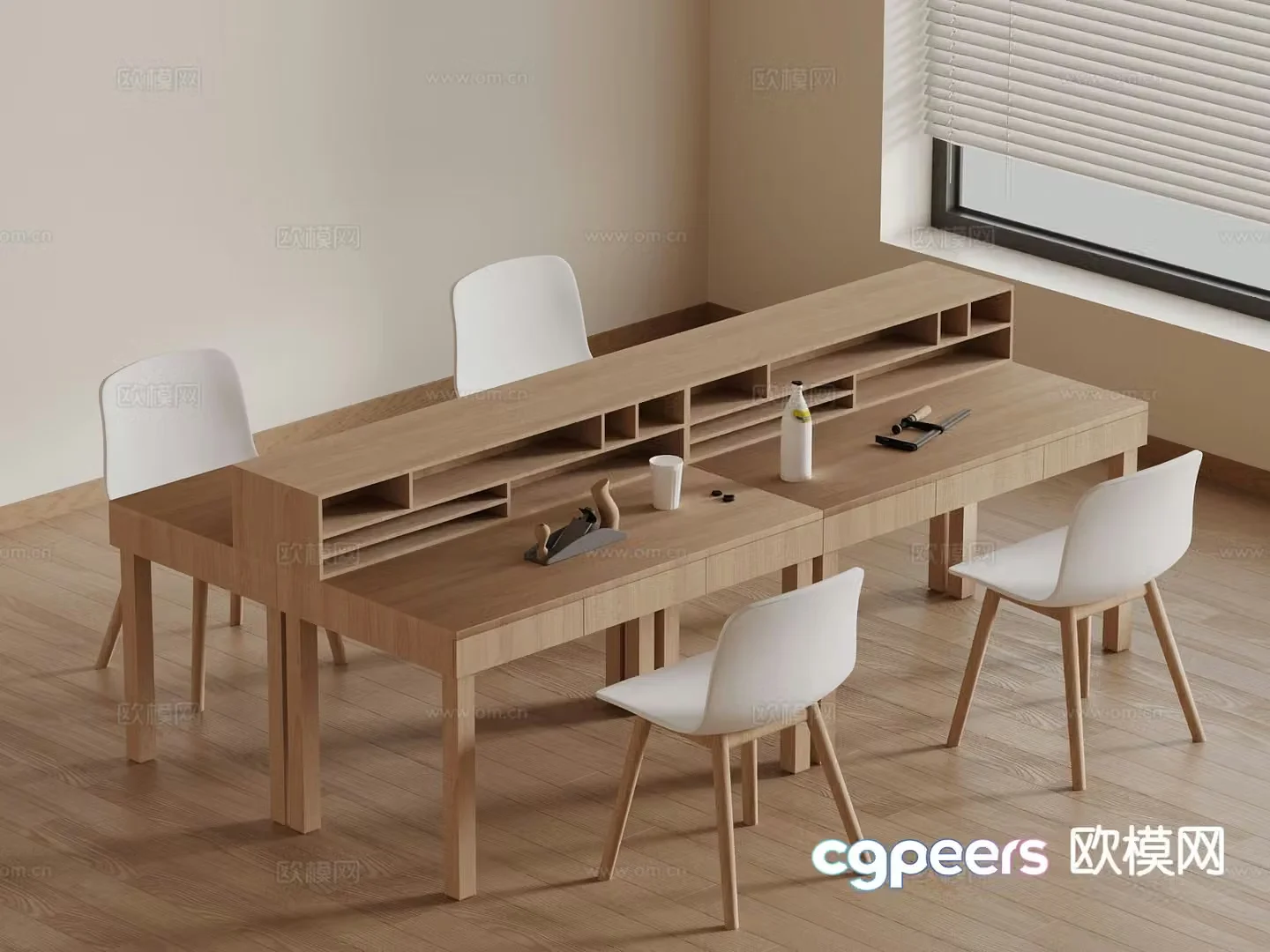 Modern handicraft workshop solid wood tables and chairs handmade table 3D model