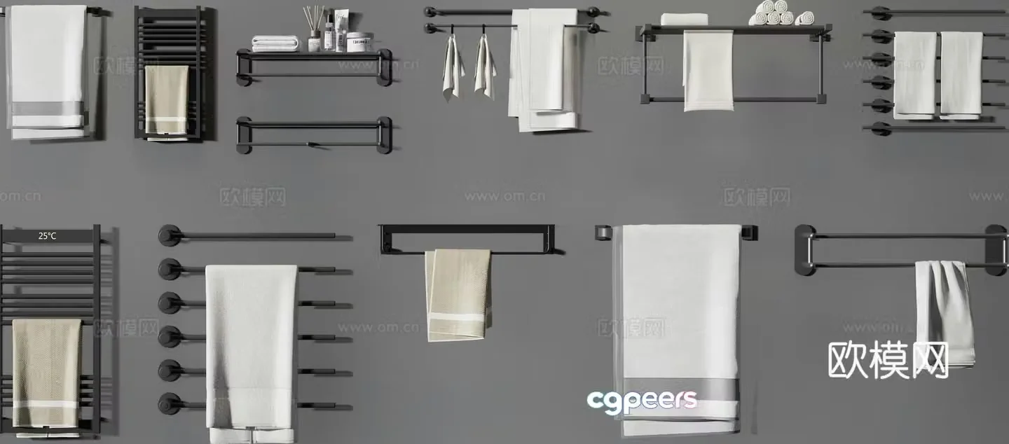 Modern towel rack laundry supplies 3d model