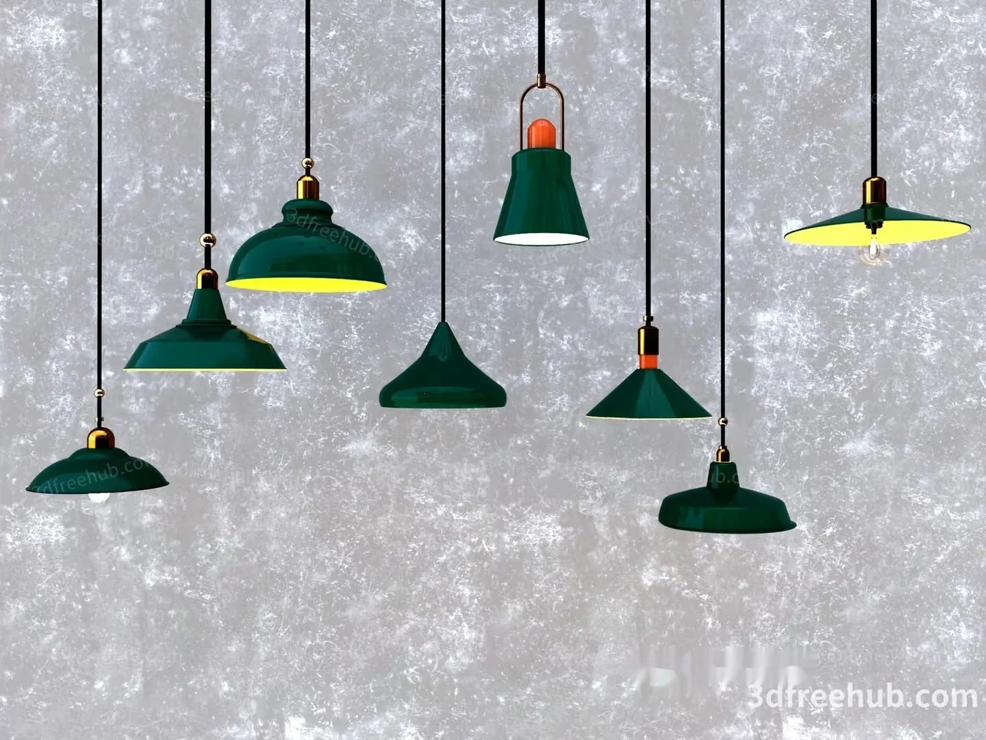 Gold Light Fixture 3D Model – 20509 – VRAY Render