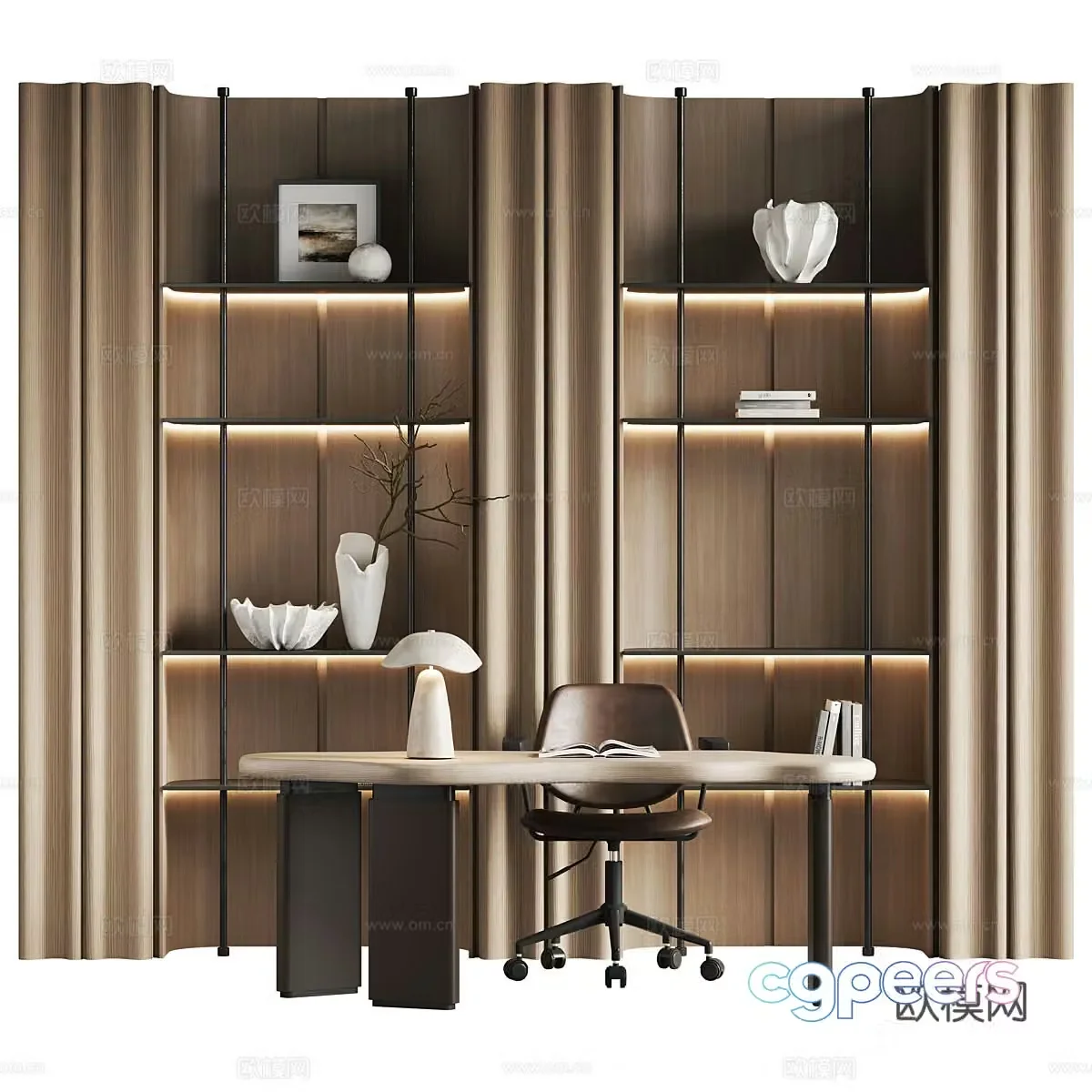 New Chinese style light luxury decorative cabinet bookcase 3D model