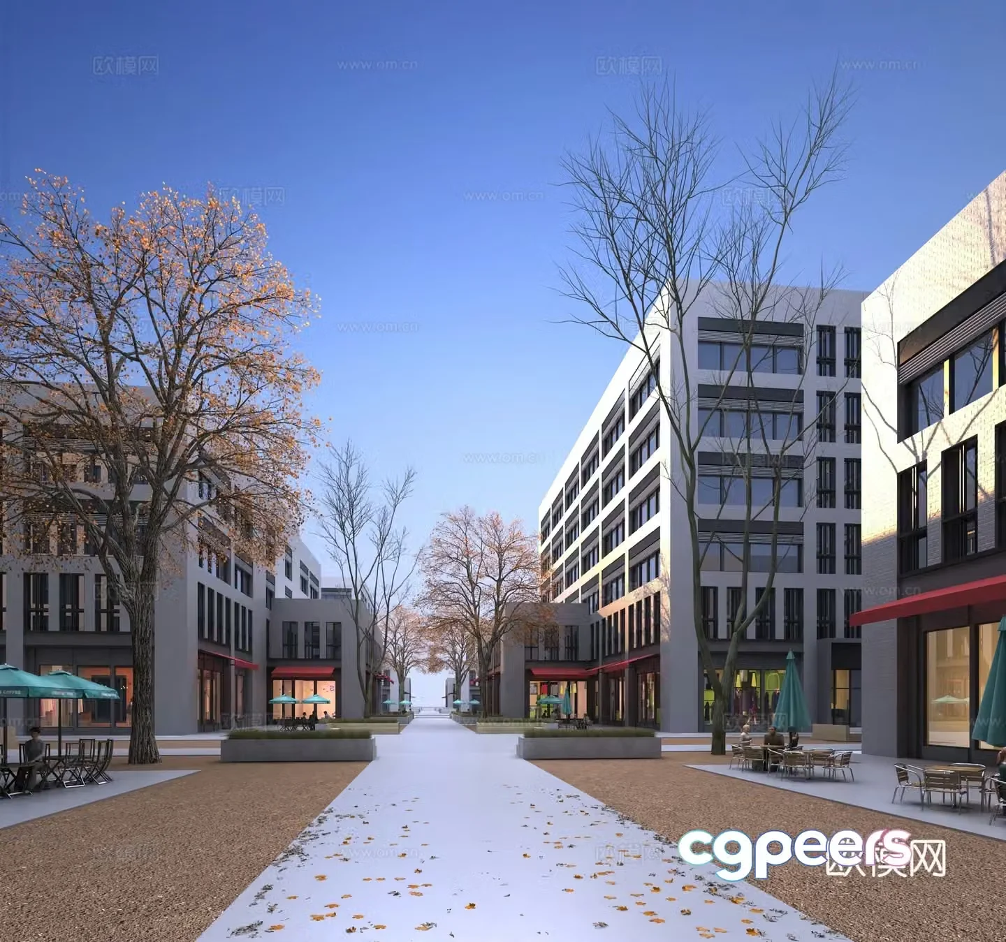3D model of commercial complex commercial street office building