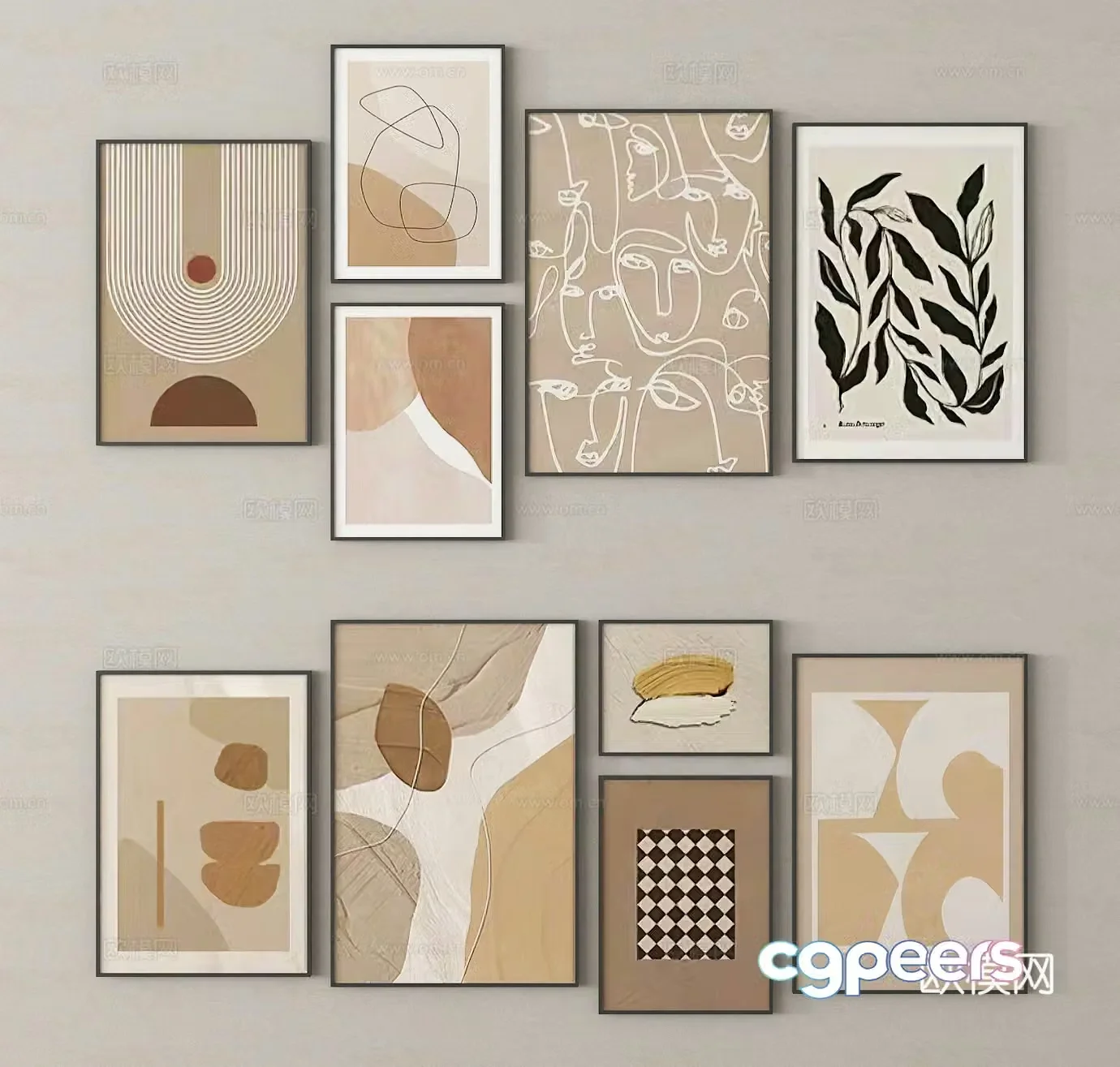 Hanging paintings decorative paintings living room hanging paintings 3D model