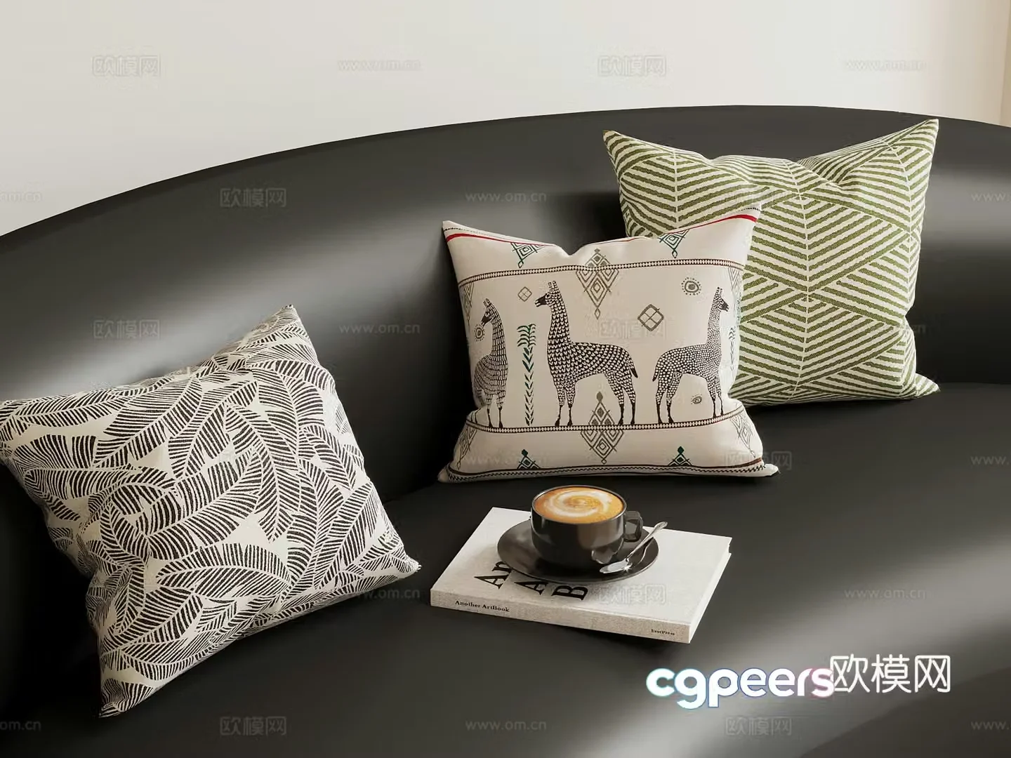 Modern French pillow pillow combination 3D model