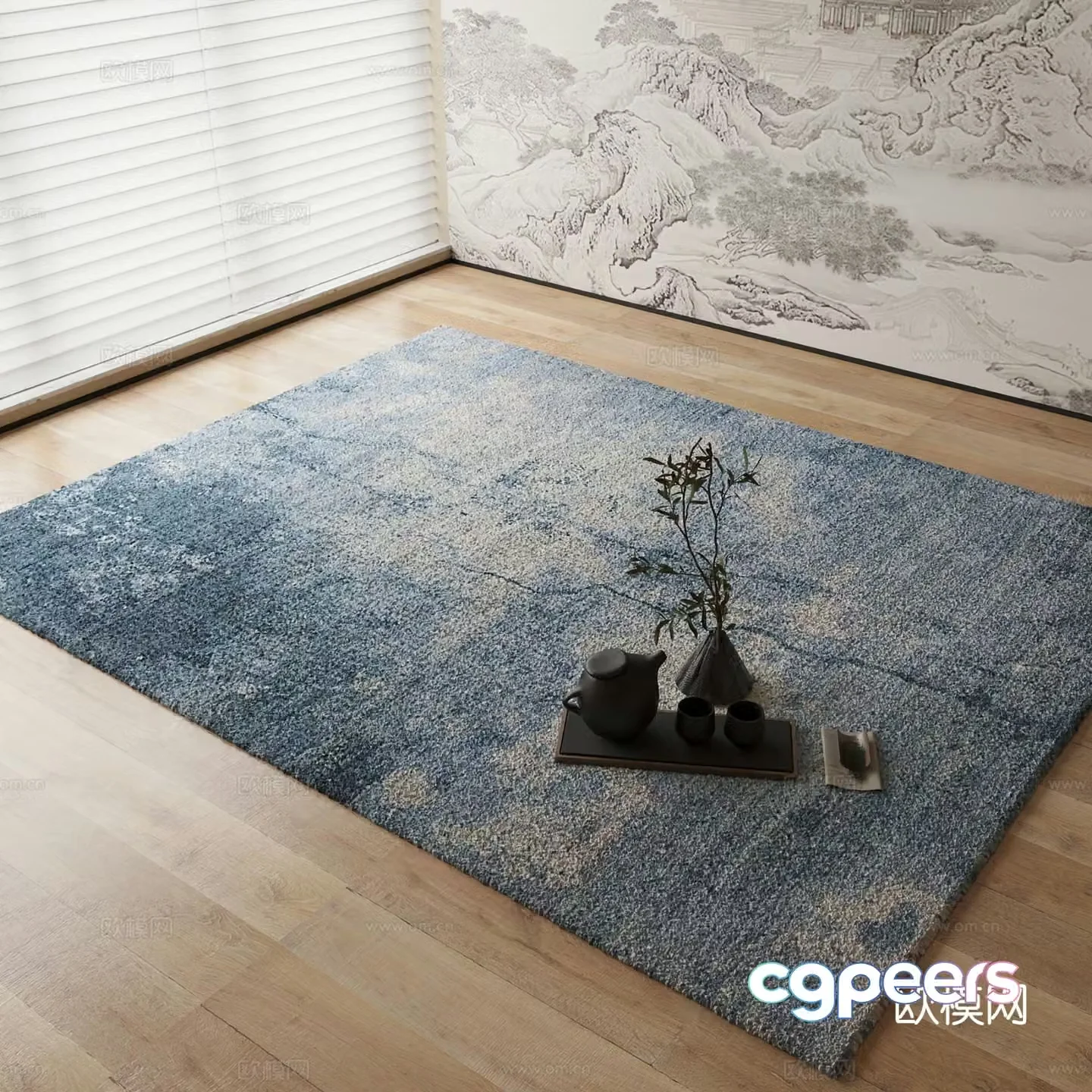 New Chinese carpet Ink splash carpet 3D model