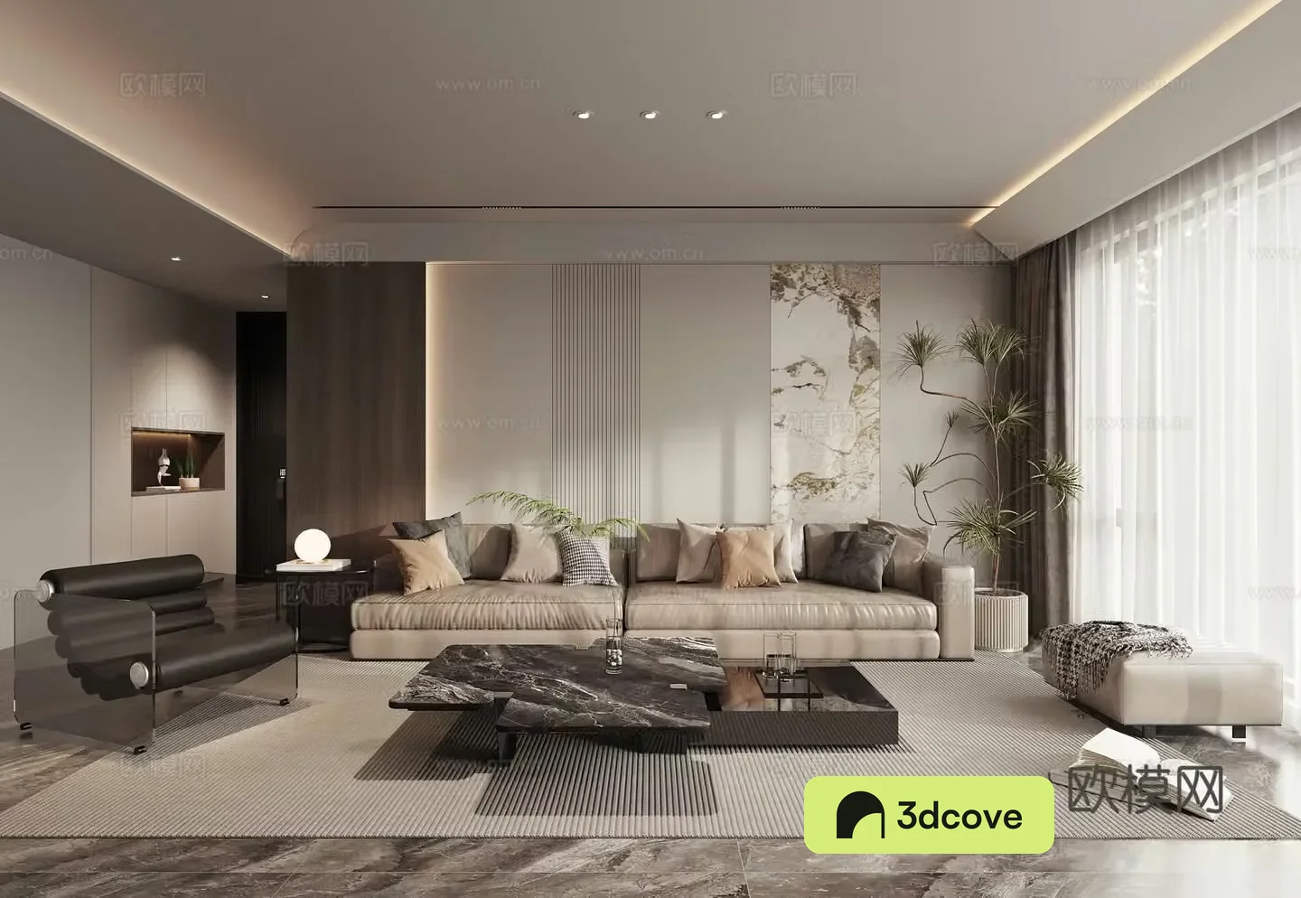 Modern high-end gray living room