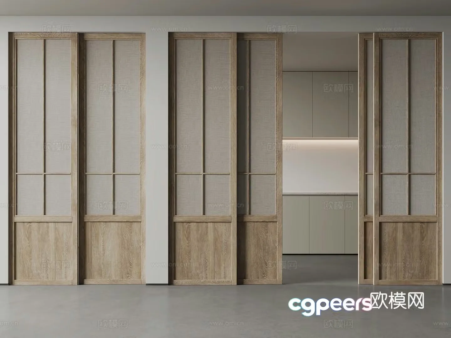 Modern solid wood sliding door sliding door 3d model