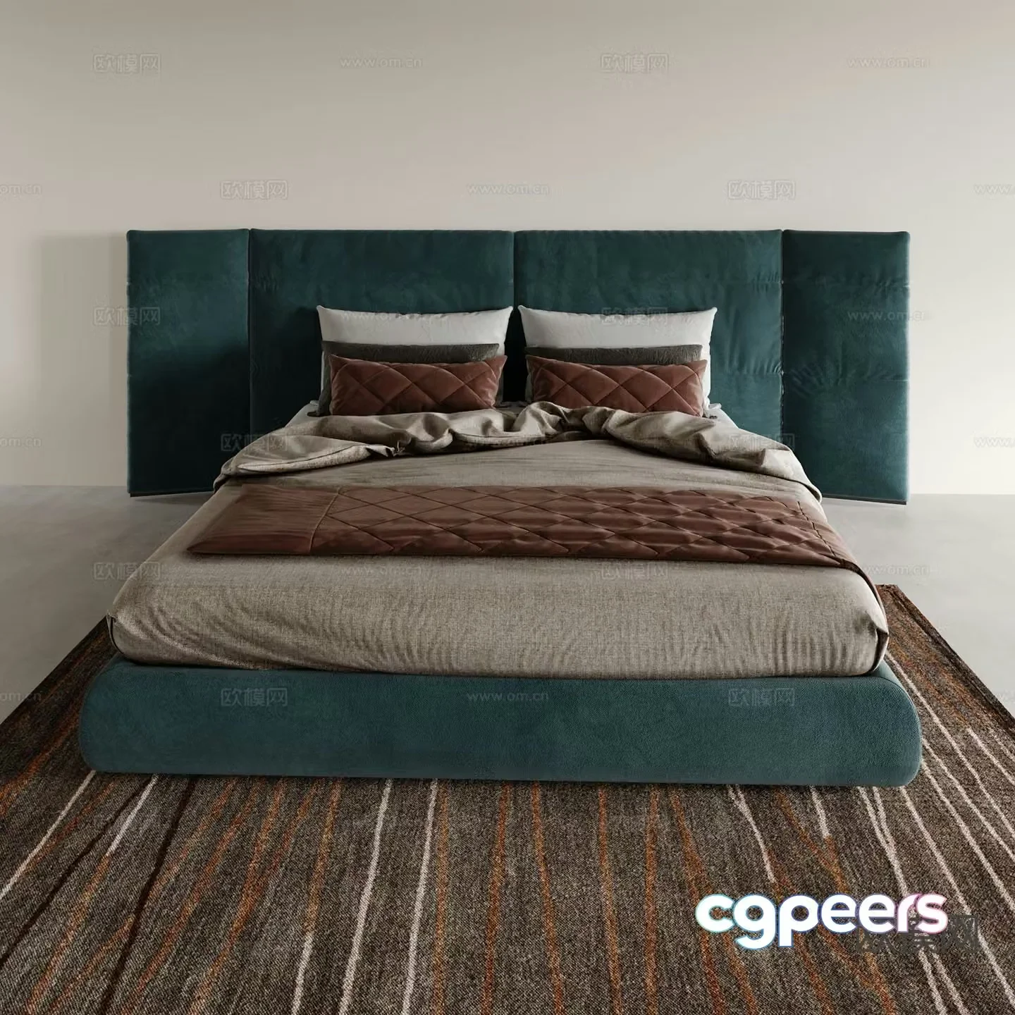 Italian bed double bed hotel bed 3d model