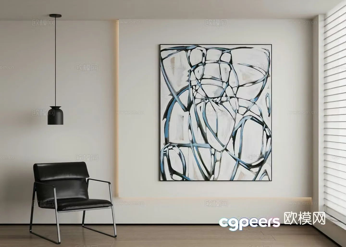 Modern abstract painting decorative painting 3d model
