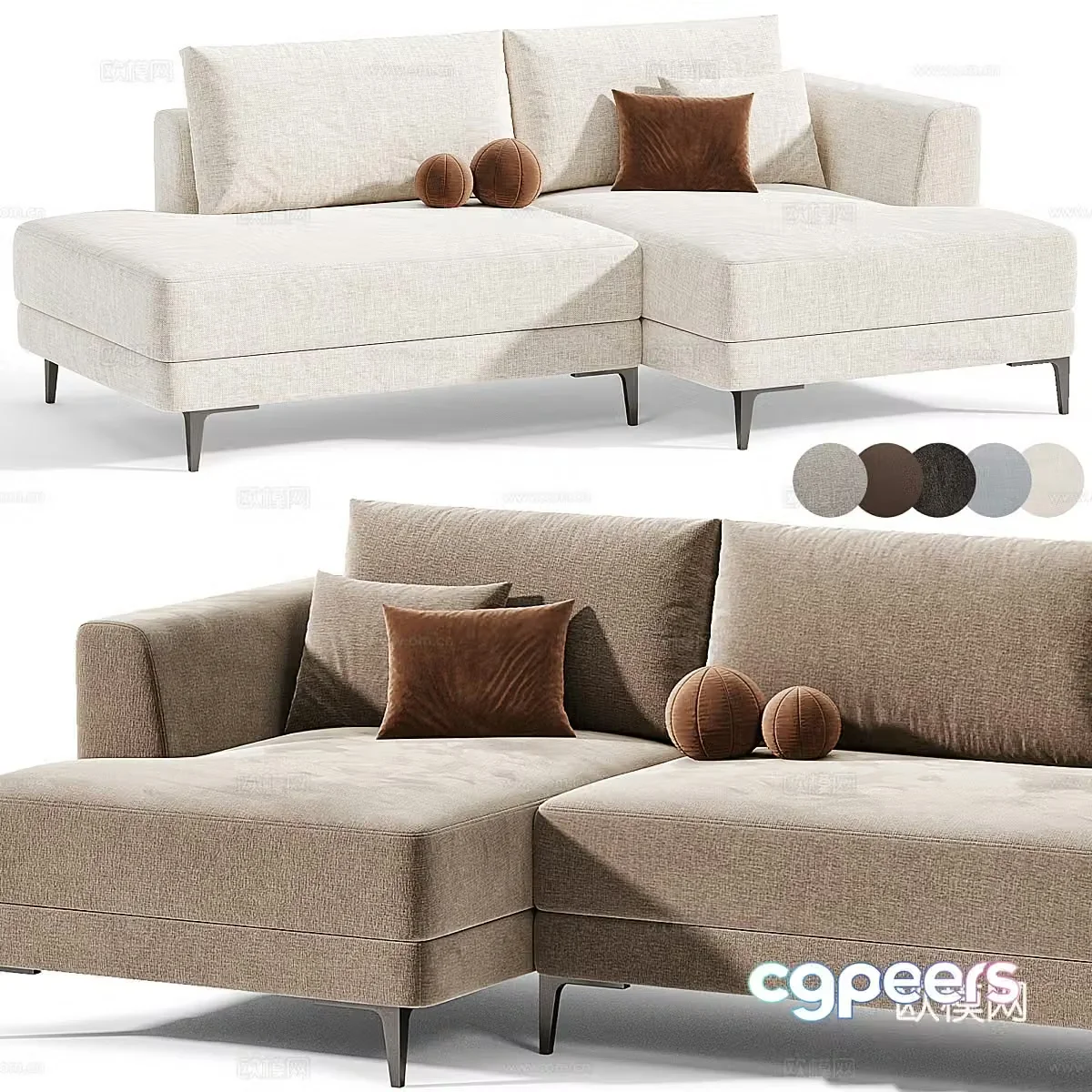 Modern fabric corner sofa 3d model