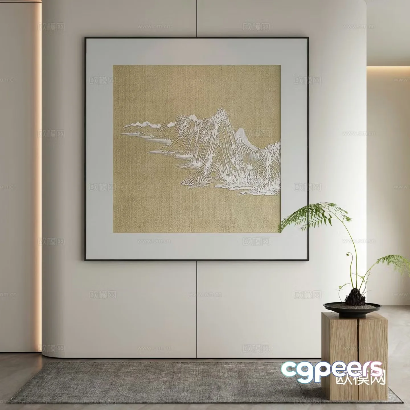 New Chinese style decorative painting Zen hanging painting 3D model