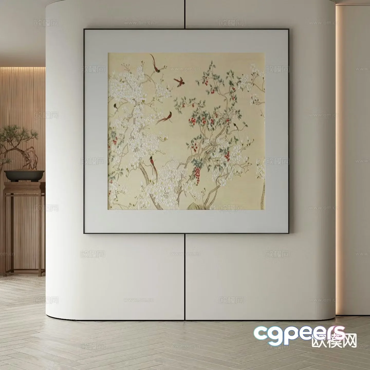 New Chinese style flower and bird painting art painting decorative painting 3d model