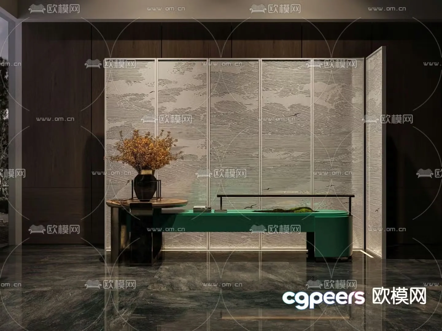 Hotel landscape table 3D model
