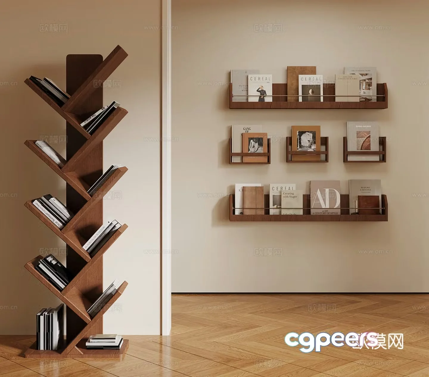 Middle-aged bookshelf 3D model