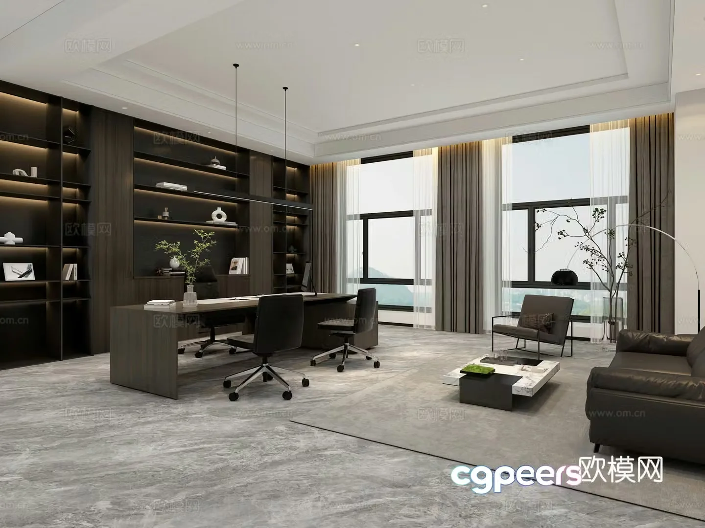 Modern Italian office Office Area Manager Office Chairman Office Italian Bookcase 3D Model