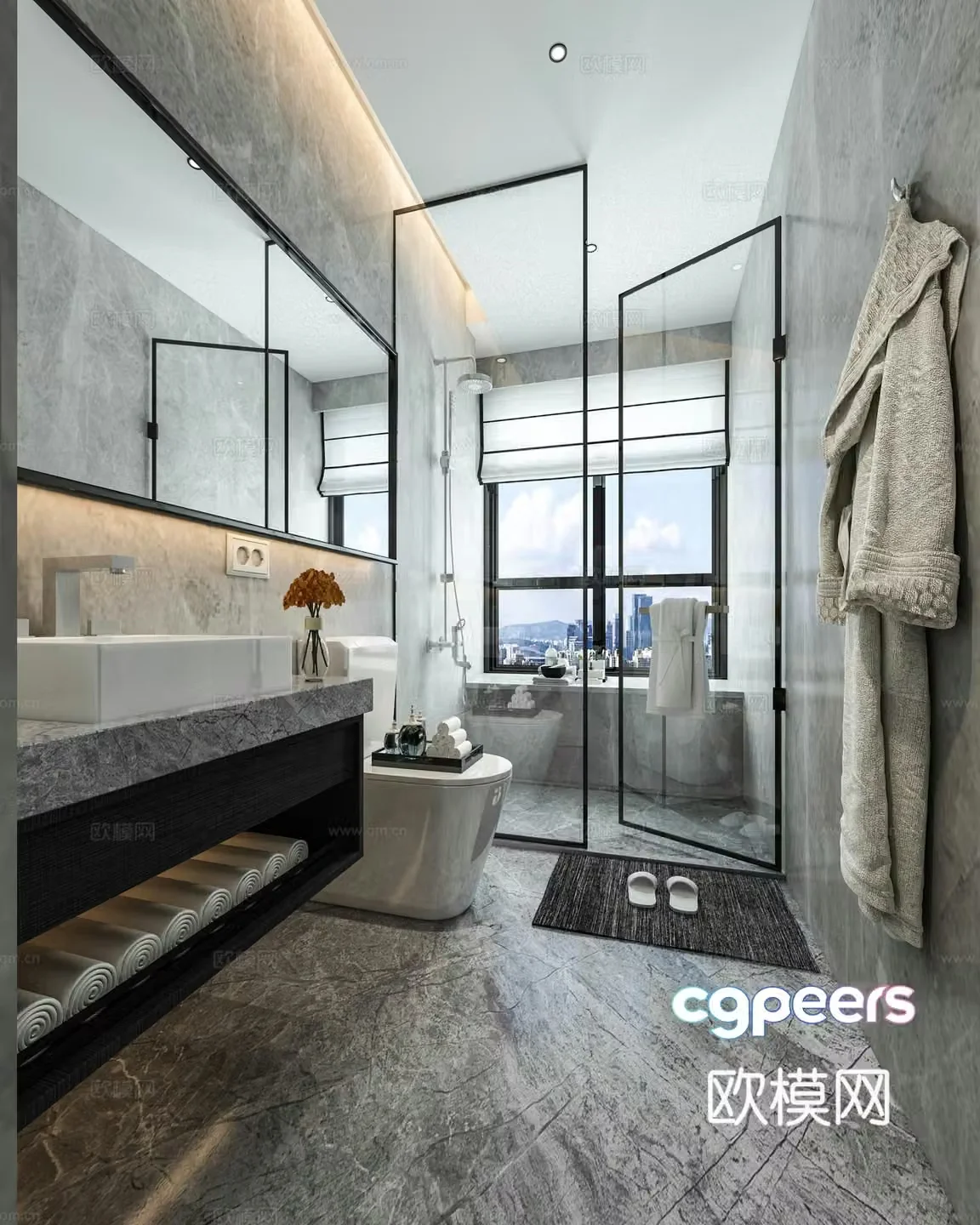 Modern bathroom toilet bathtub 3d model