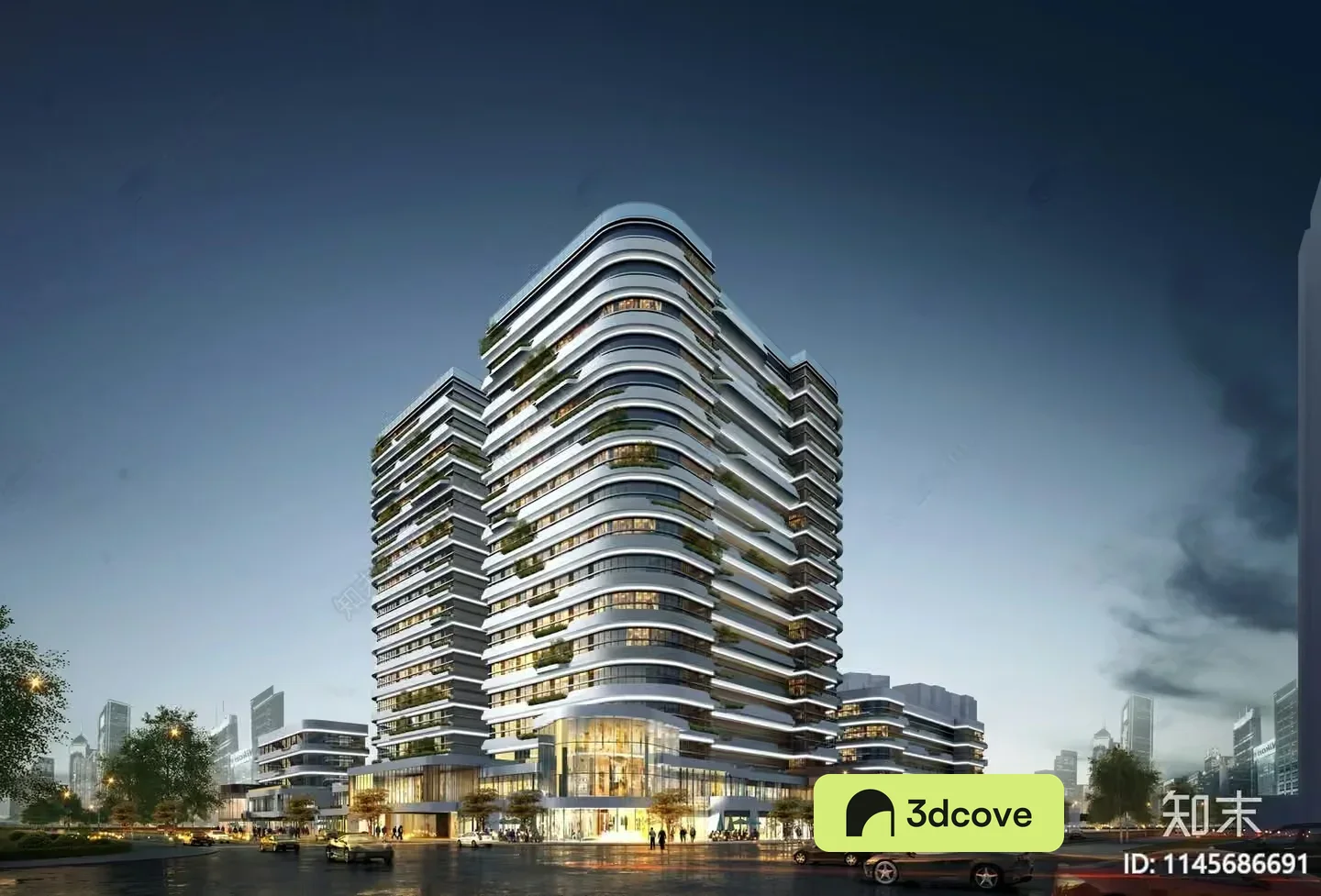 The Main Subject Is A Tall Modern Building