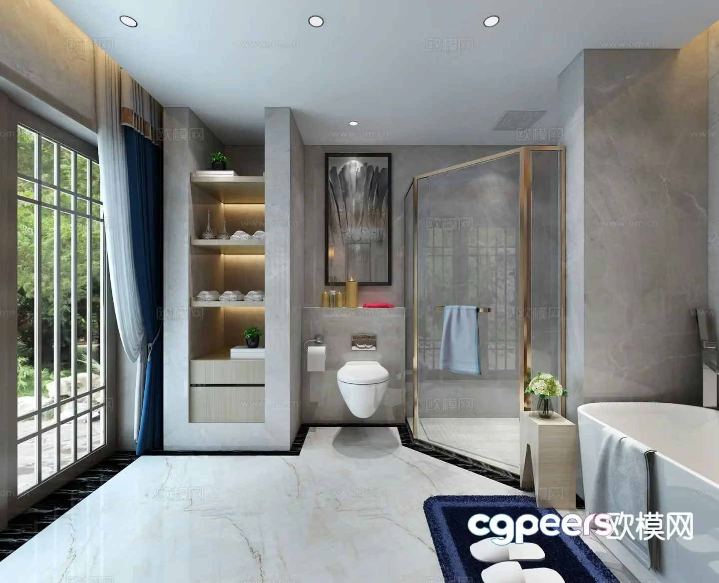New Chinese style bathroom bathroom toilet 3d model