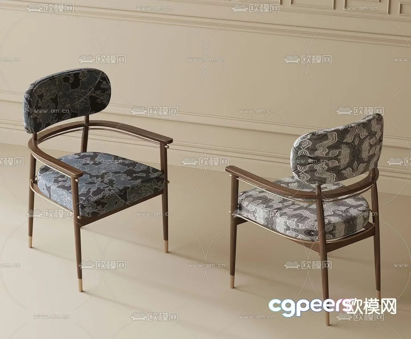 New Chinese dining chair single chair 3d model