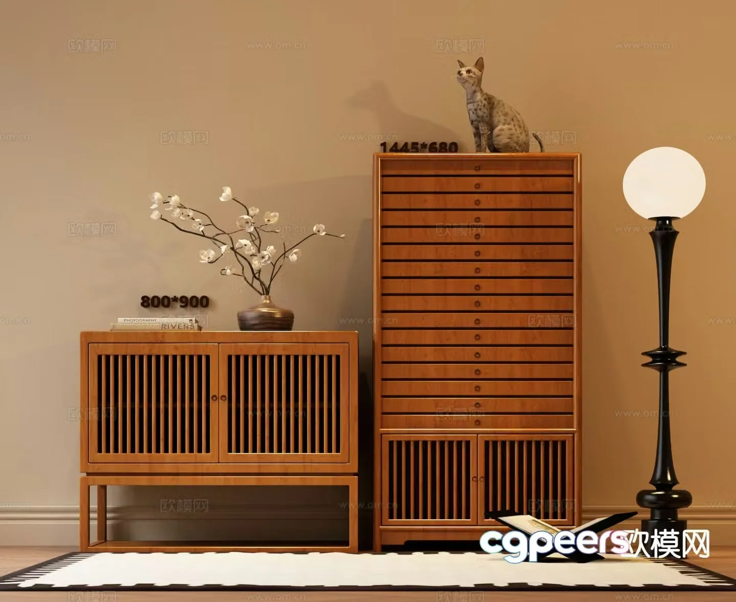 New Chinese style tea cabinet tea rack 3d model