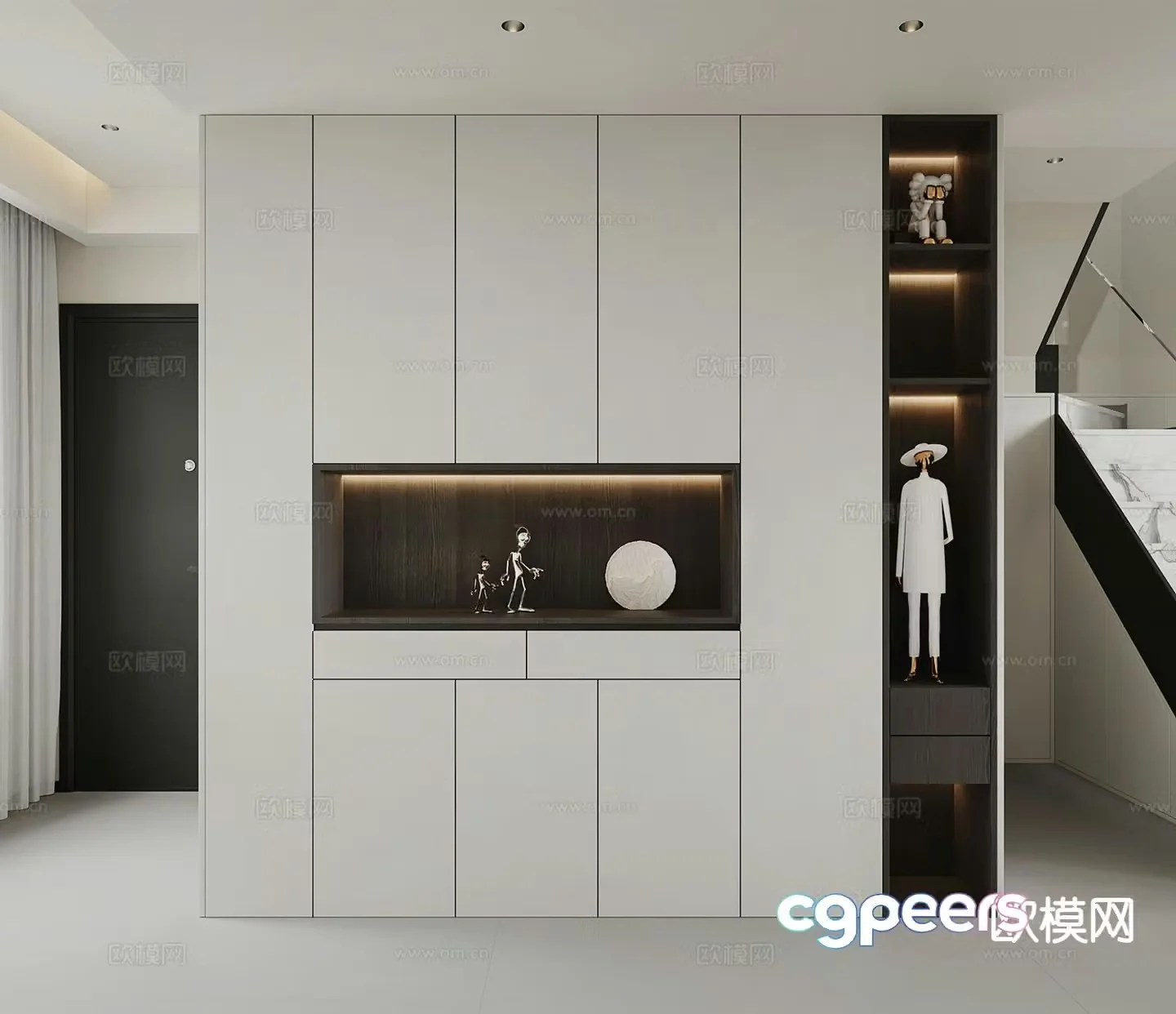 Modern entrance shoe cabinet 3d model