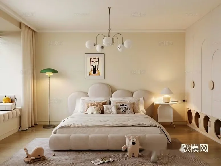 Modern White Bedroom 3D Model – 11756 – VRAY Render