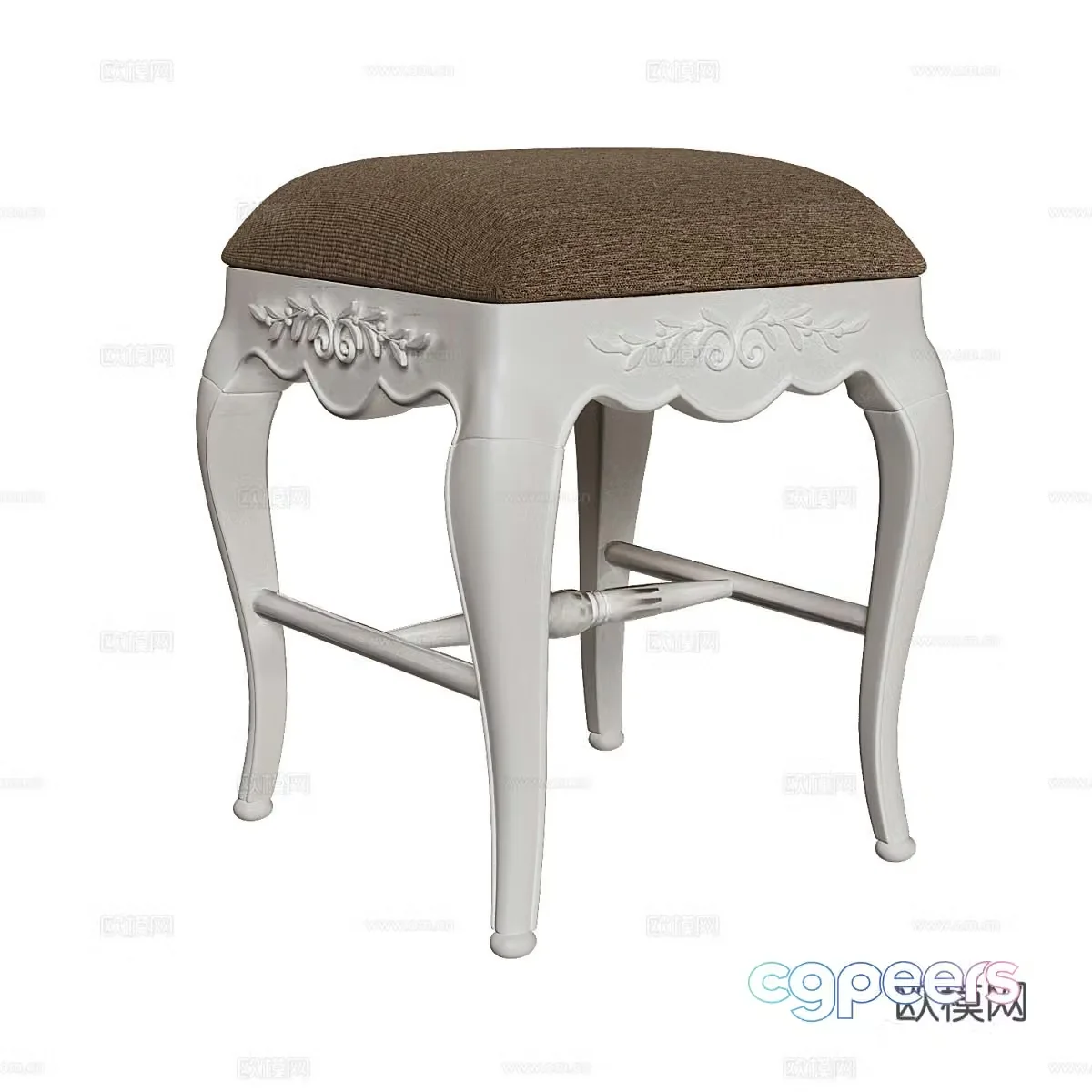 French simple low stool dressing table stool 3d model
