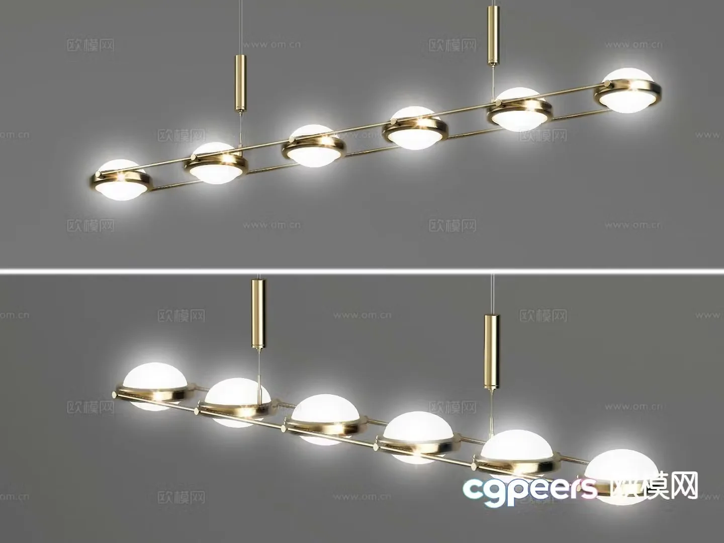 Light luxury long chandelier 3D model