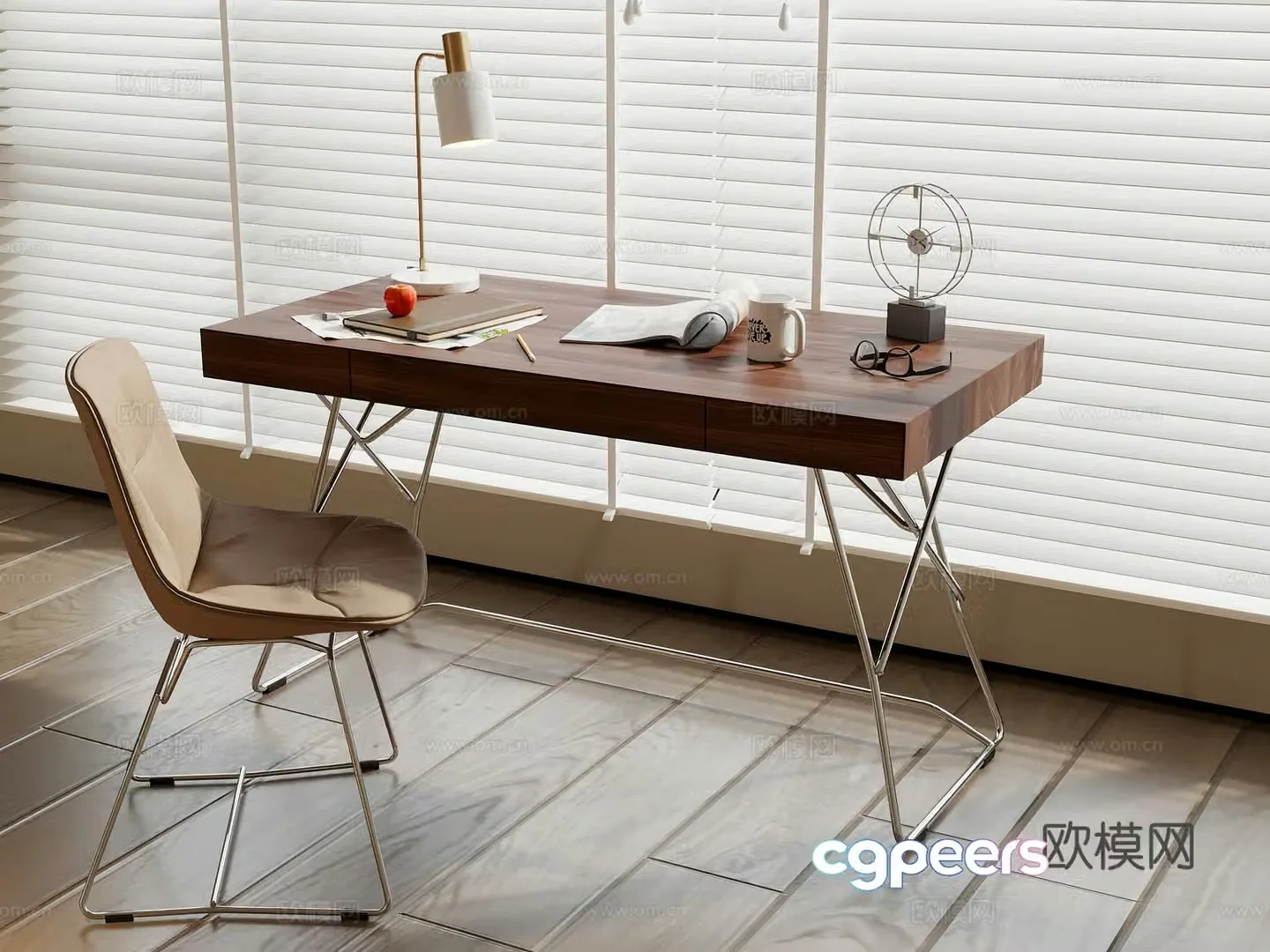 Modern desk computer desk 3d model