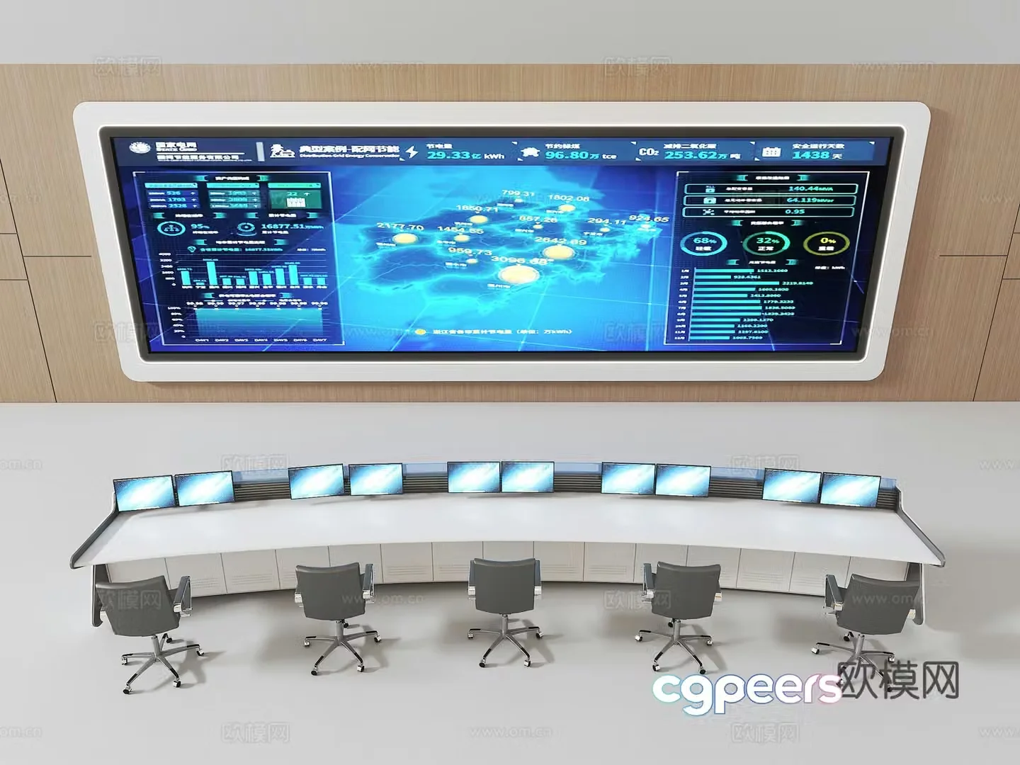 Scheduling control room table 3D model