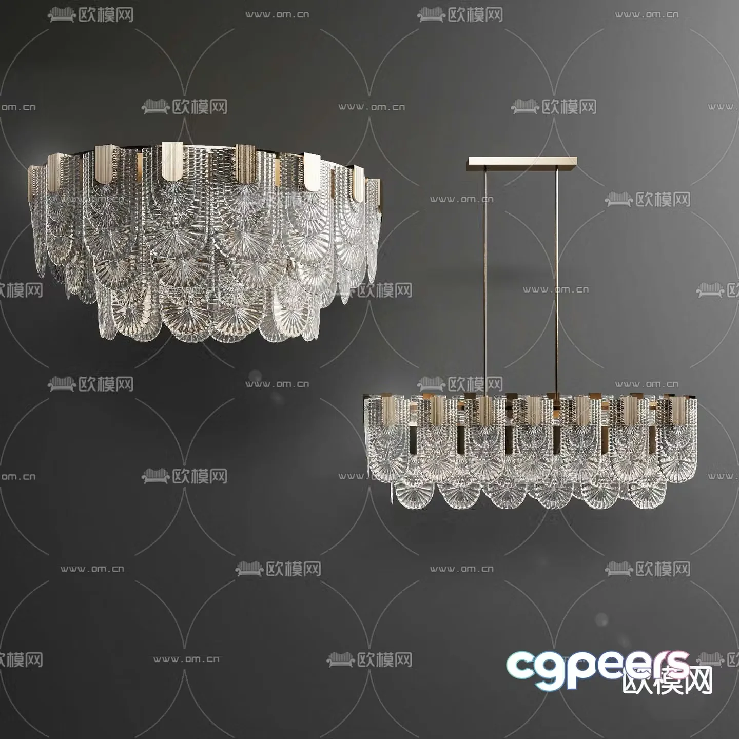 Light luxury chandelier crystal chandelier 3d model