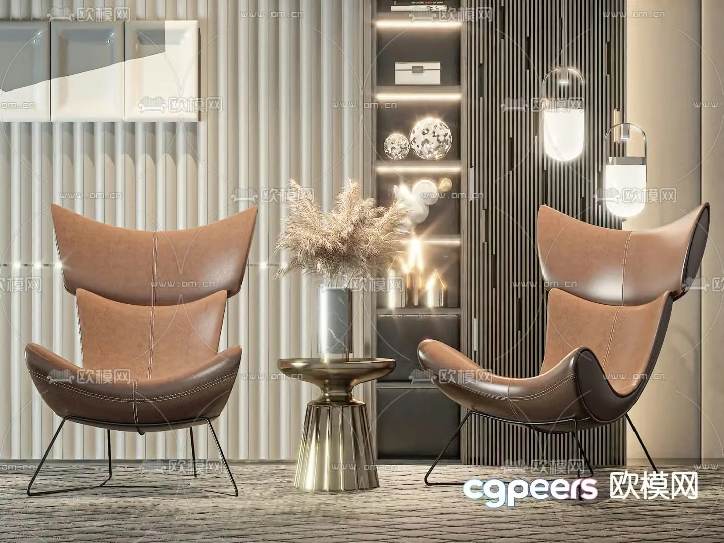 Light luxury sofa chair leisure chair table 3d model
