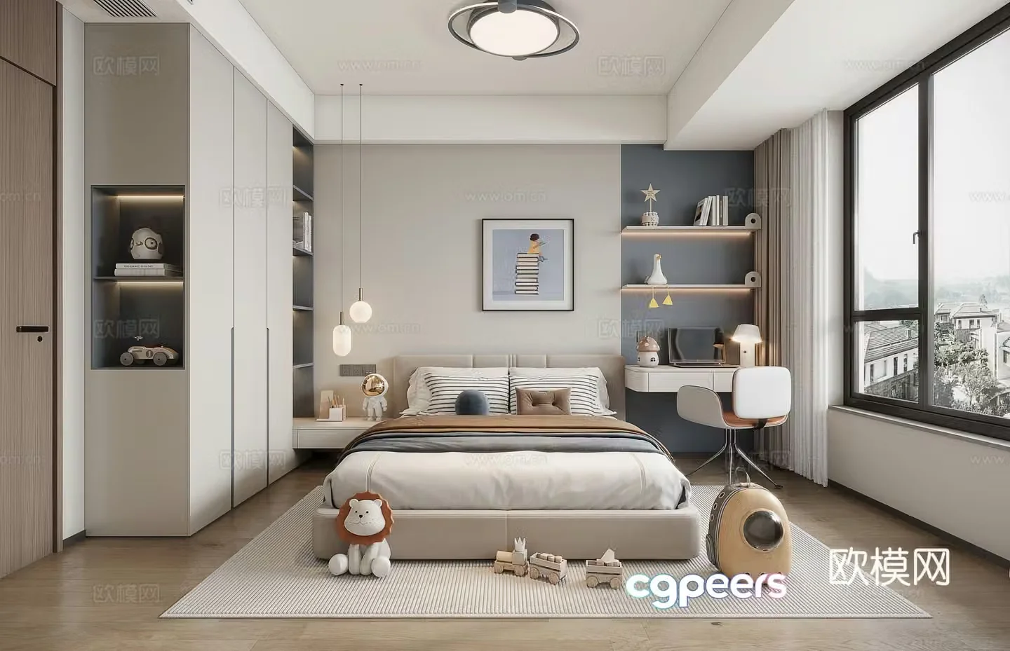 Modern minimalist boy’s room children’s room 3d model