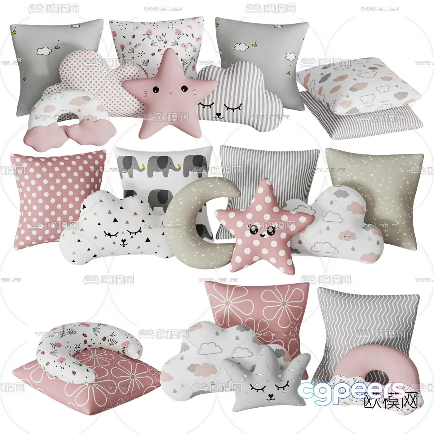 Modern fabric cartoon children’s pillow 3D model
