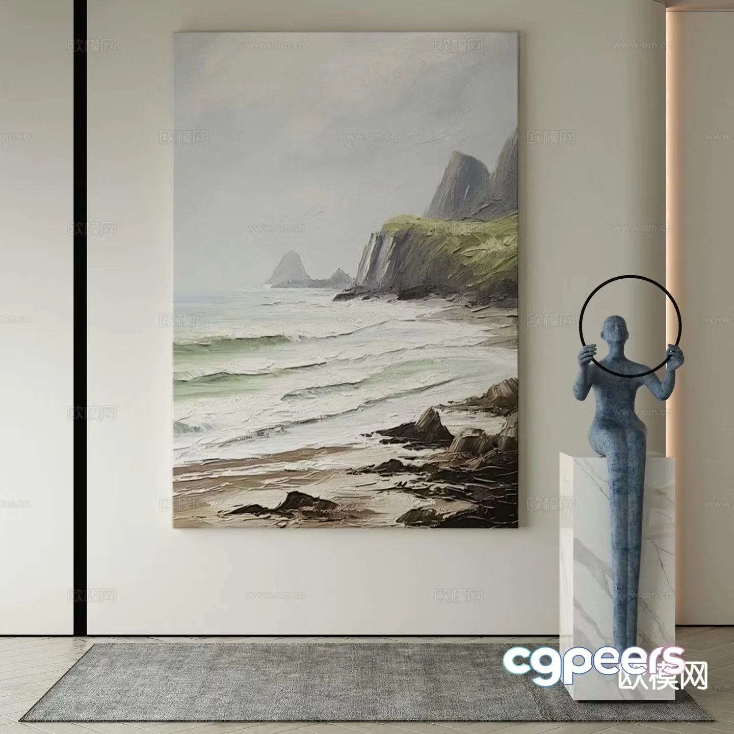 Modern landscape painting decorative painting 3d model