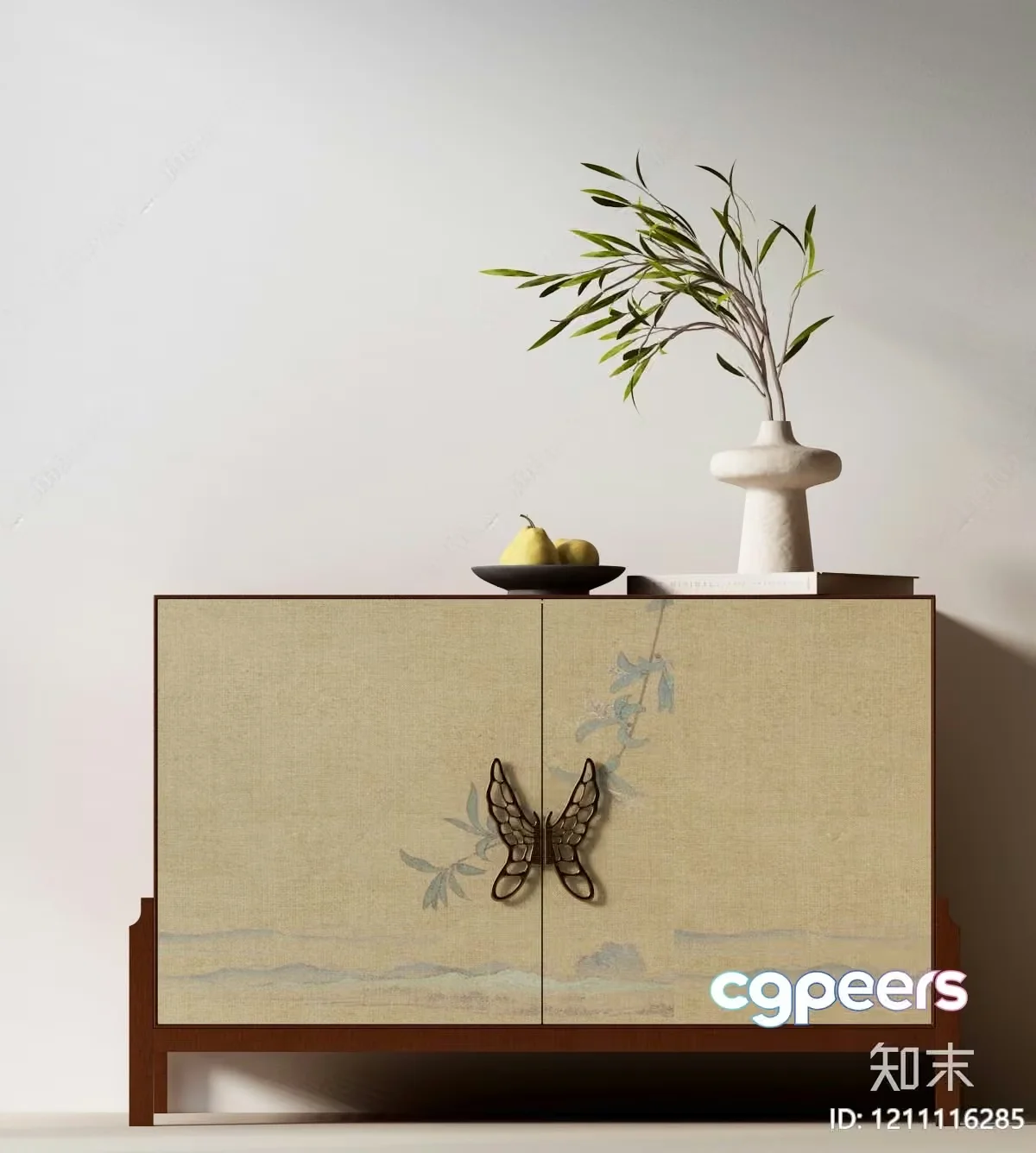 Modern Beige Dresser With Butterfly Hardware 3D Model – 19457 – VRAY Render