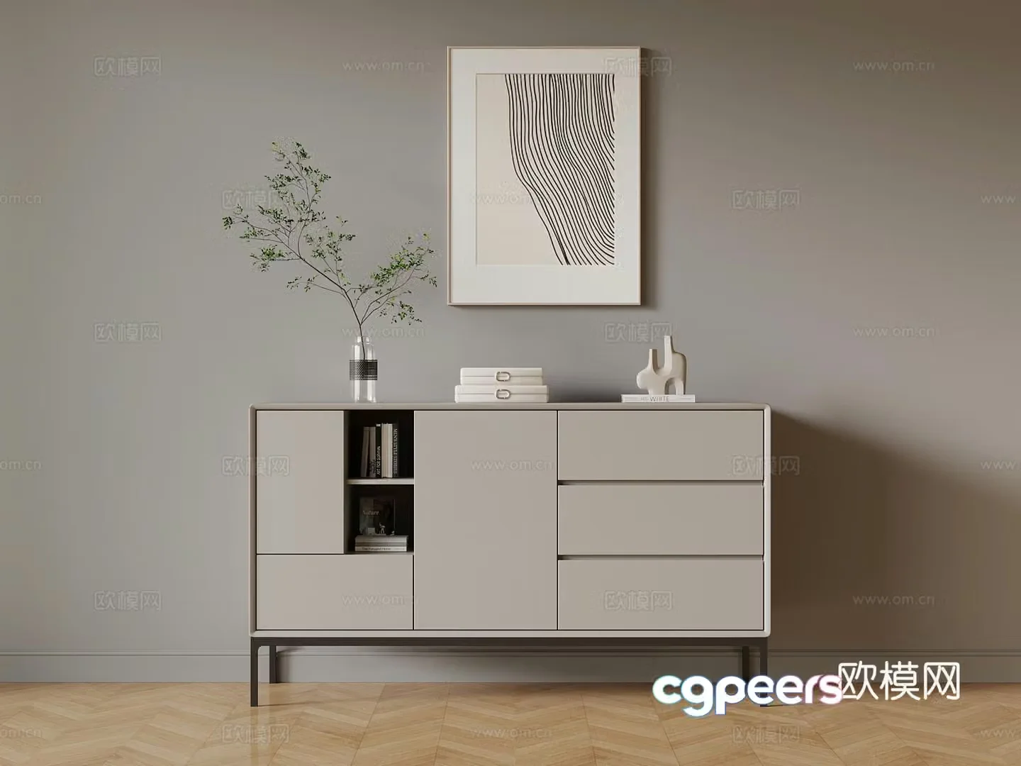 01 Modern Entrance Cabinet 3D Model