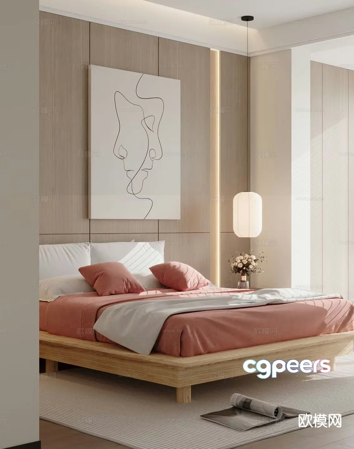 Modern double bed 3d model