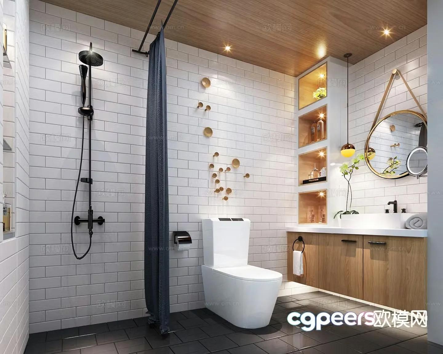 Nordic toilet bathroom secondary bathroom 3d model