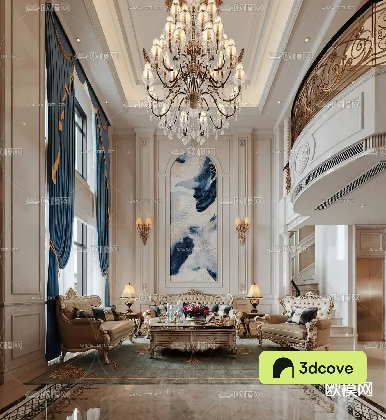 European style villa lobby villa hollow