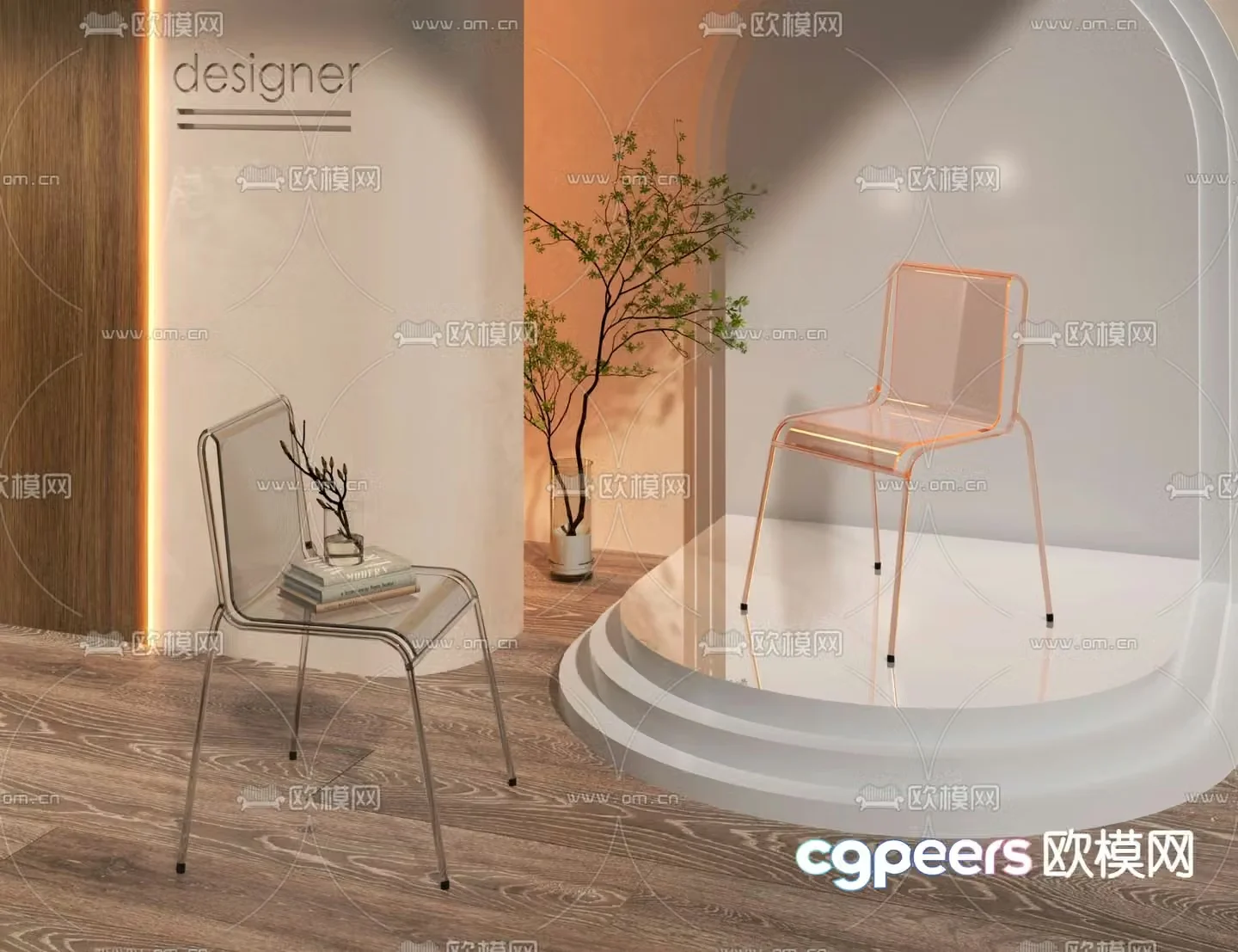 Acrylic chair leisure chair 3d model