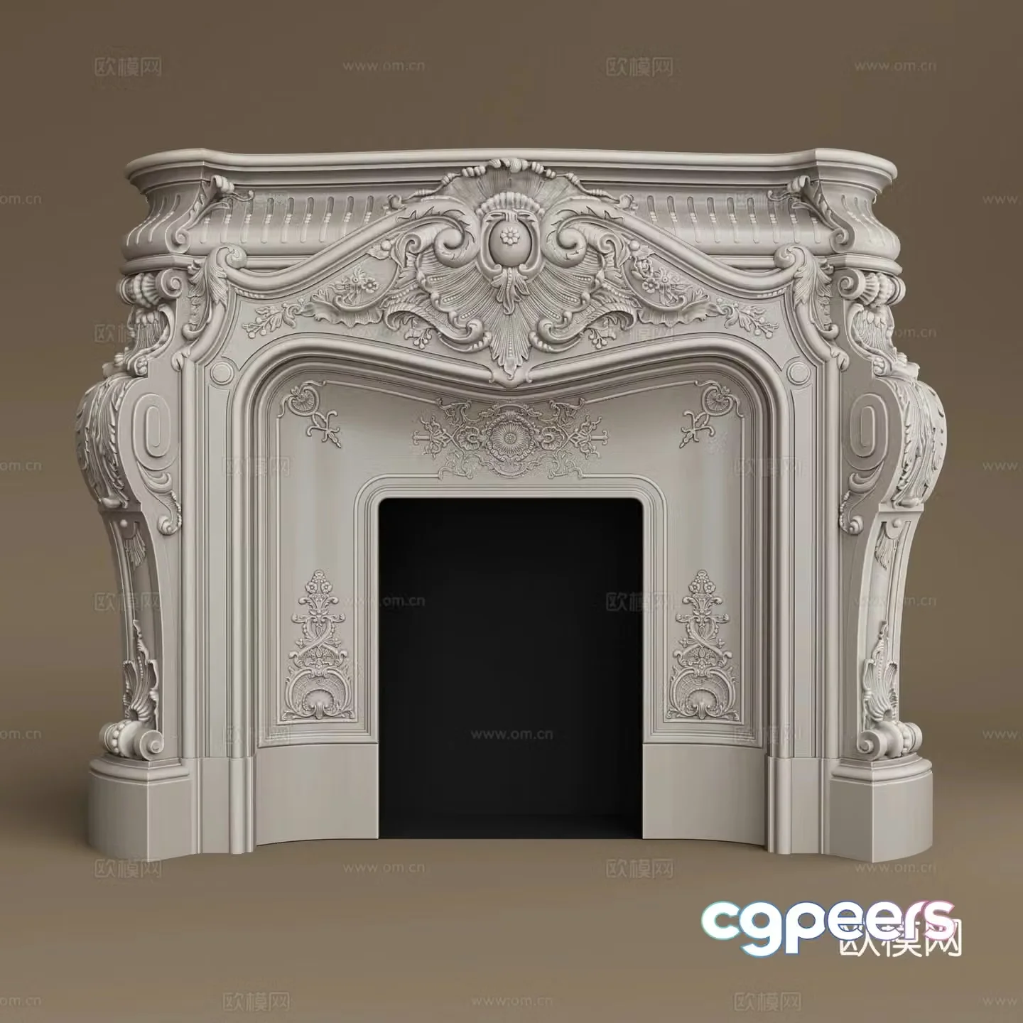 French carved fireplace 3d model